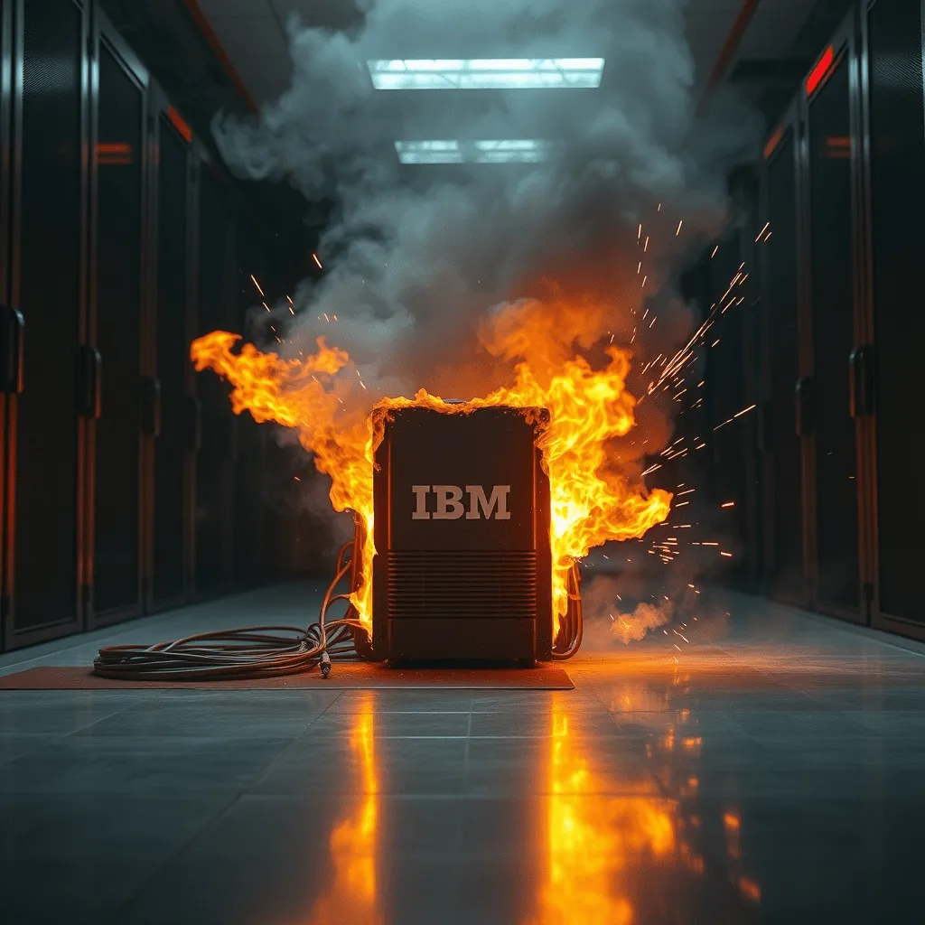 Burning IBM server in a data center